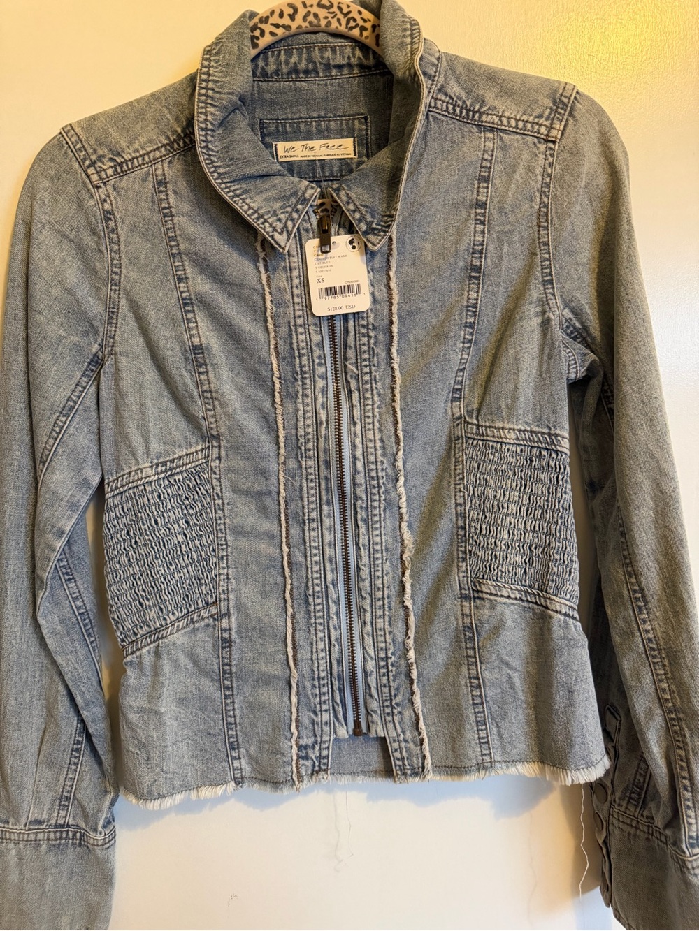 We The Free Light Blue Denim Zip-Up Jacket